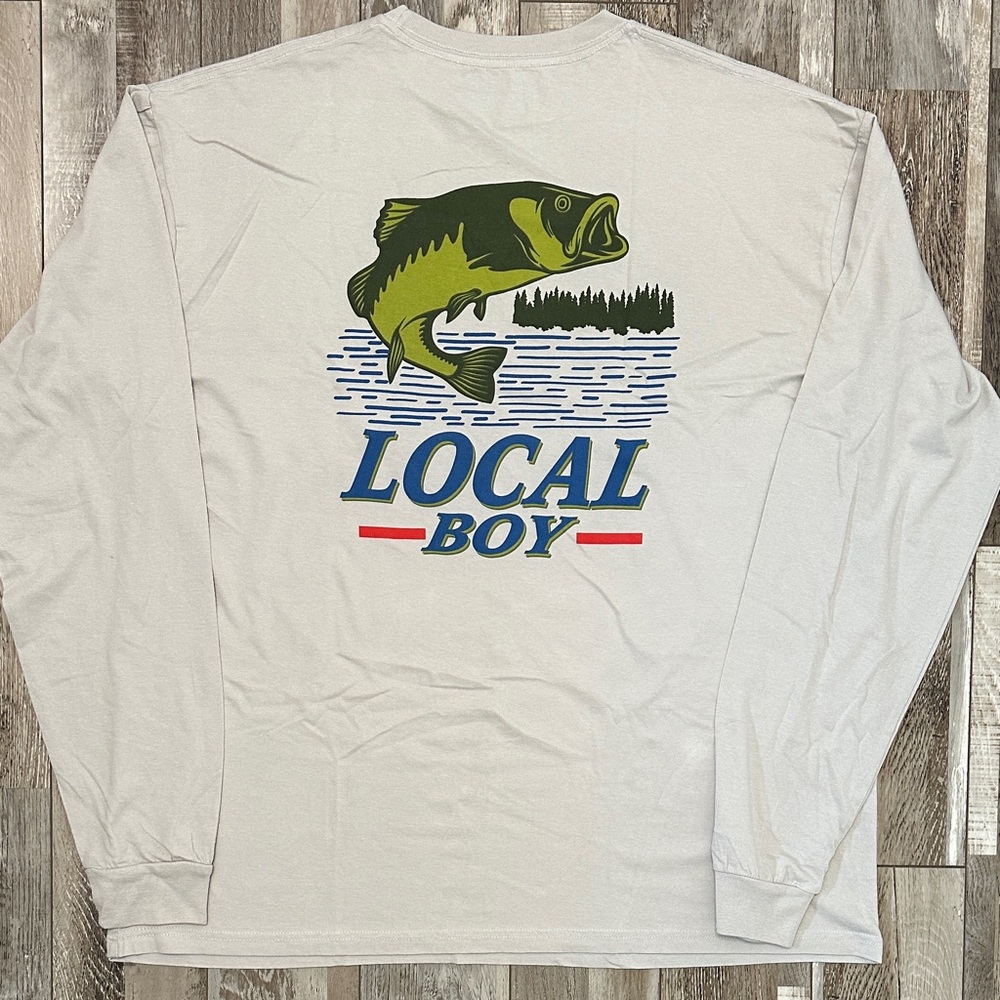 Local Boy Outfitters Long Sleeve Pocket Tee in Light Gray-Fish. NWOT! - Picture 6 of 7